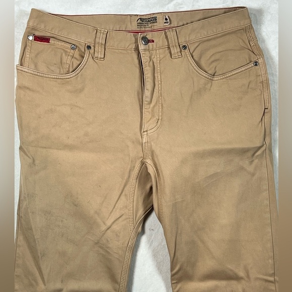 Distressed Mountain Khakis 36W 34L Slim Tailored British Khaki Performance Pants - Picture 4 of 15